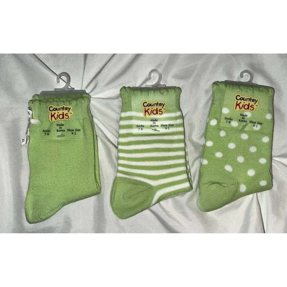 New Country Kids Socks Size 7-8 Girls Shoes Size 9-1 Age 3 to 7 yrs Green